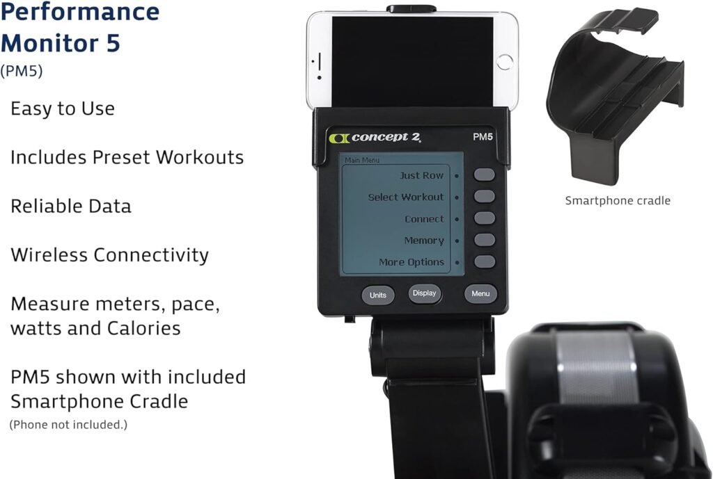 Concept2 RowErg Indoor Rowing Machine - PM5 Monitor, Device Holder, Adjustable Air Resistance, Easy Storage