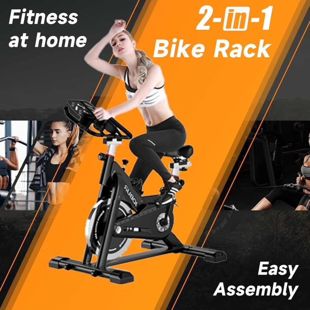 Exercise Bike JOBUR stationary Bike Silent Transmission Workout Bike 300 lbs load-bearing Magnetic Resistance Pro Indoor Cycling Bike with Tablet Computer Mount  LCD Monitorand comfort cushions for Home Gym Cardio Fitness Training