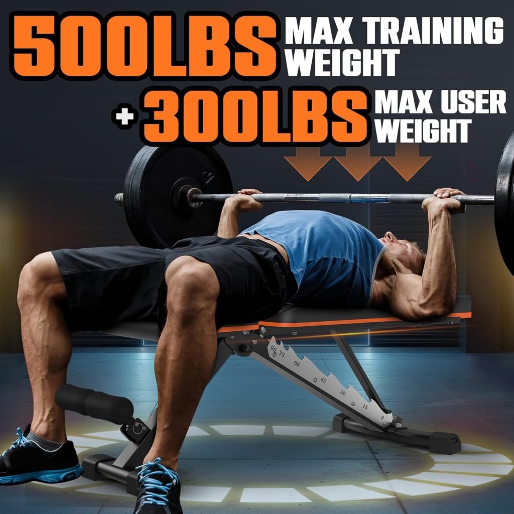Lusper 800lb Upgraded Adjustable Weight Bench, Foldable Strength Training Bench for Full Body Workout