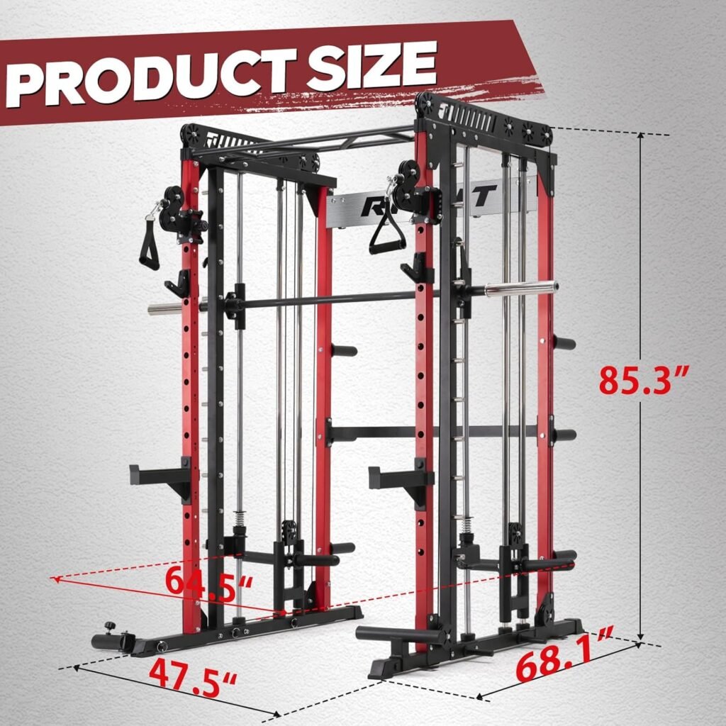 RitFit M1  M1 Pro Smith Machine with Cable Crossover System, Multi-Function Squat Rack Power Cage for Home Gym, Power Rack and Packages