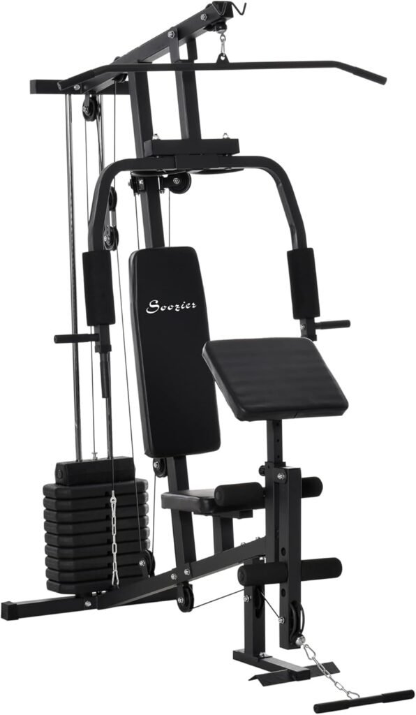 Soozier Multifunction Home Gym System, Workout Station with 99Lbs Weight Stack, for Full Body Exercise