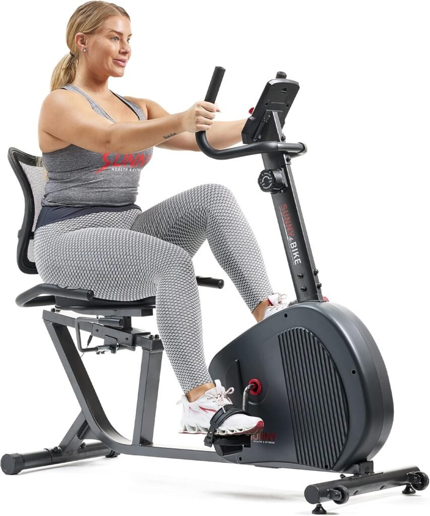 Sunny Health  Fitness Recumbent Exercise Bike w/Optional Exclusive SunnyFit™ App and Enhanced Bluetooth Connectivity