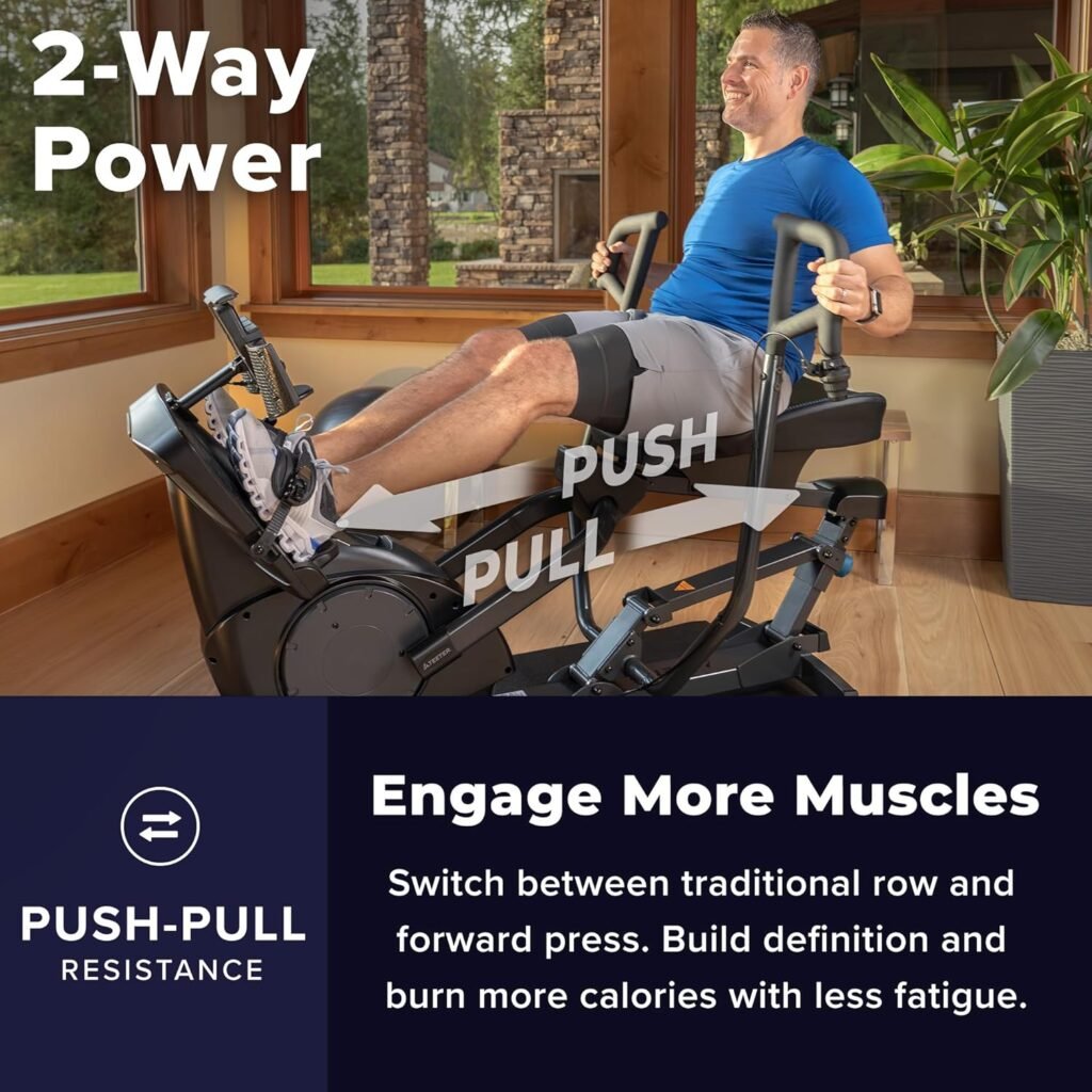 Teeter Power10 Rower with 2-Way Magnetic Resistance Elliptical Motion - Indoor Rowing Machine w/Bluetooth HRM Connectivity, Teeter Move App - Free Classes  Coaching