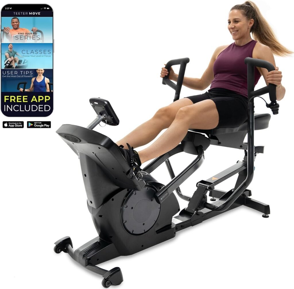 Teeter Power10 Rower with 2-Way Magnetic Resistance Elliptical Motion - Indoor Rowing Machine w/Bluetooth HRM Connectivity, Teeter Move App - Free Classes  Coaching