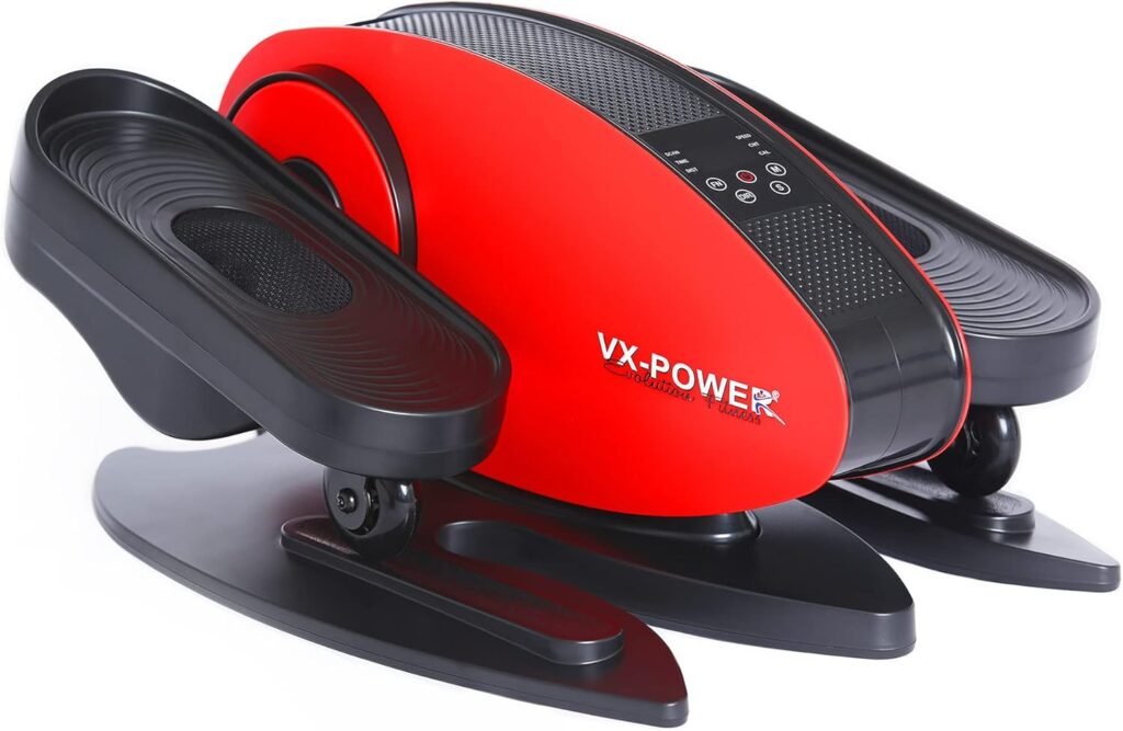 VX-Power Seated Elliptical Bike - Electric Under Desk Mini Elliptical Machine, Feet Massager, Compact Pedal Exerciser for Seniors, Home Office Leg Workout Exercise Equipment w/Remote  LCD Display