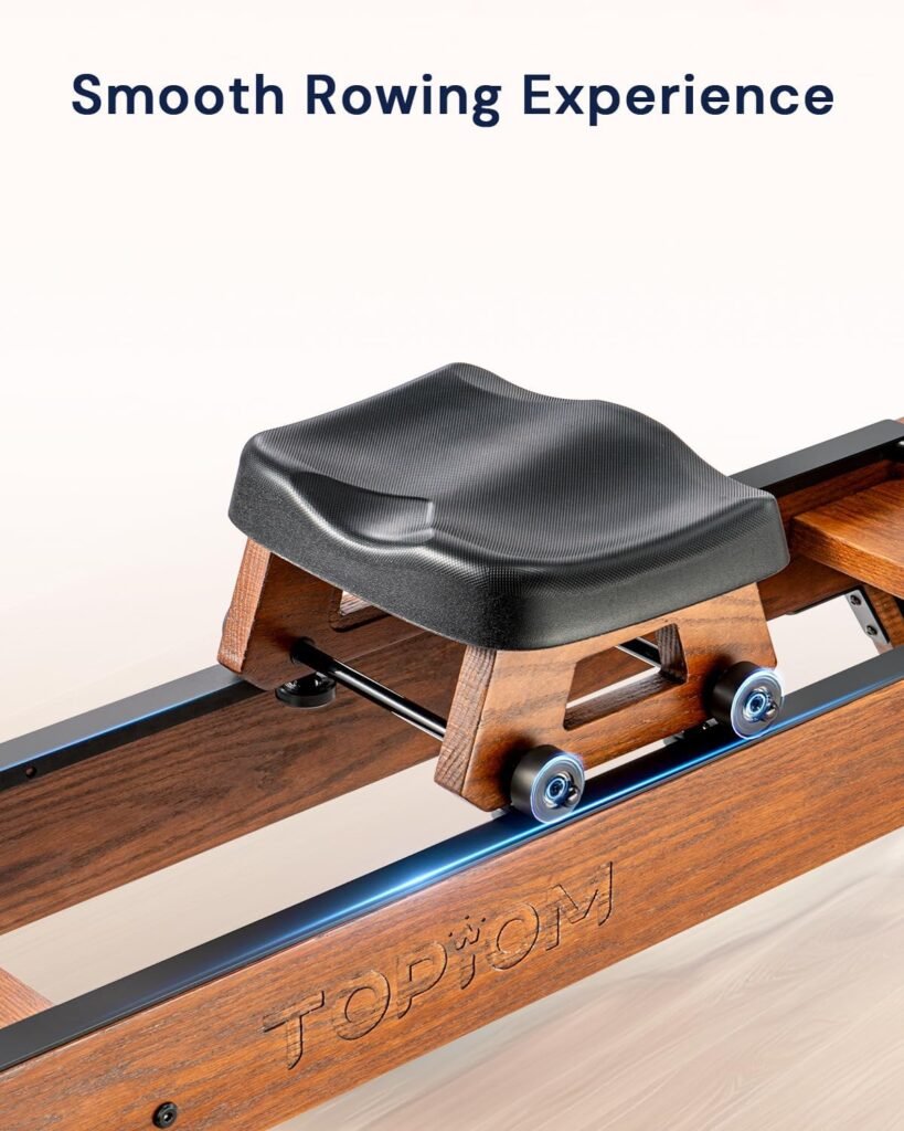 Water Rowing Machine for Home Use, Solid Wood Rower Machine with Upgraded Handle and Adjustable Footpad, TM3 Dedicated Monitor  Bluetooth Connection